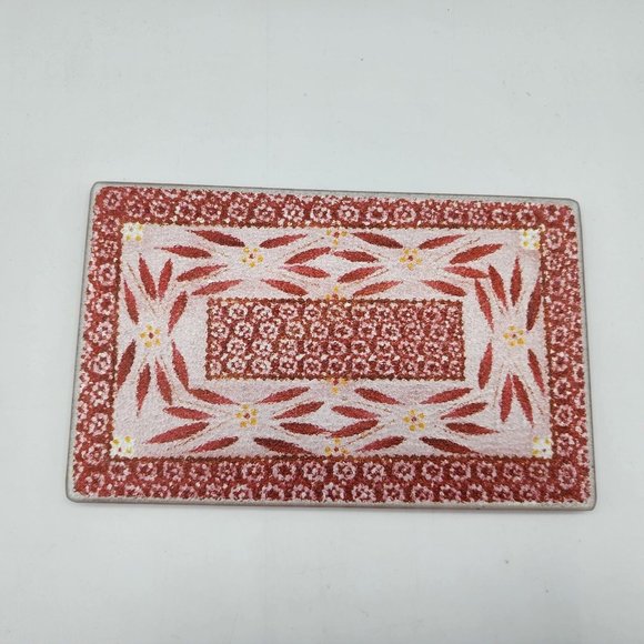 Tara Temptations Old World Tempered Glass Trivet Cutting Tray Lot of 2 Red 7 in - Picture 2 of 10